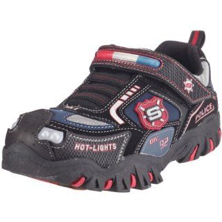 SKECHERS S LIGHTS POLICE BLACK NAVY RED BOYS SNEAKERS Size 2M: Shoes