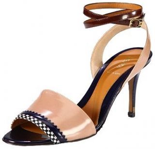 Calfskin Ankle Wrap Slingback Sandals   Camel/Multi   38.5: Shoes