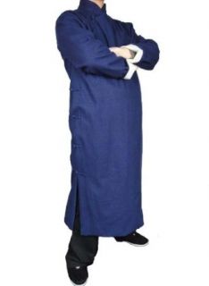 100% Cotton Blue Kung Fu Martial Art Tai Chi Long Coat