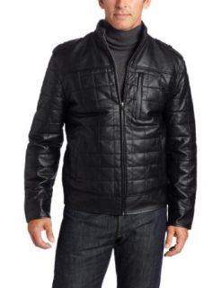 Perry Ellis Mens Big Tall Quilted Bomber Jacket, Black