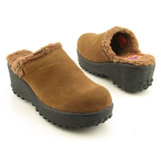 Suede Platform Wedge Heel Slip On Mules Clogs Shoes Chestnut Shoes