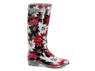 Floral Print Grey Wellies Womens Wellington Boots: Shoes