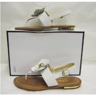 Coach Sari Thong Sandals White w Gold Shoes Size 10 Shoes