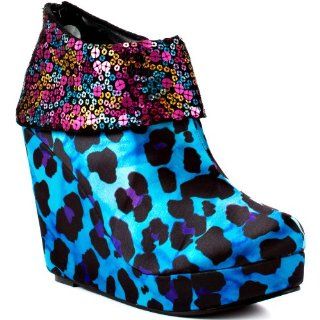  Womens Shoe Treasure Box Wedge   Turquoise by Iron Fist Shoes