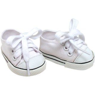 Sneakers fit American Girl Dolls, 18 Inch Doll White Shoes in Canvas