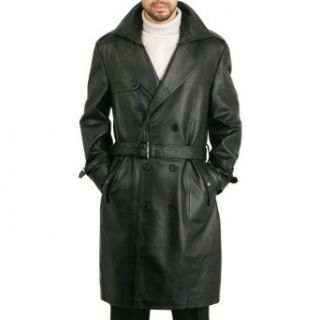 BGSD Mens Classic Leather Long Trench Coat Clothing
