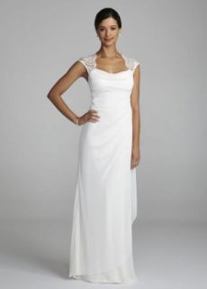 DB Studio Wedding Dress: Lace Cap Sleeve Long Jersey Dress