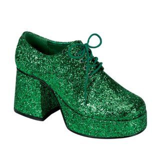Mens Green Glitter Platform Disco Shoes Green Glitter Size: Xl: Shoes