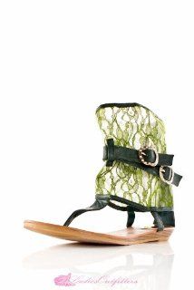 Apple Bottoms   Ulani   Sexy Lace Slouch Gladiator Thong Sandal Shoes