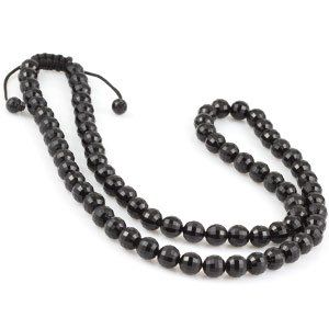  Shamballa Necklace Faux Onyx Black Ball Beads   26 Inches Jewelry