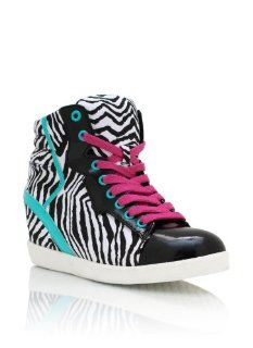 Zebra Contrast Wedge Sneakers Shoes