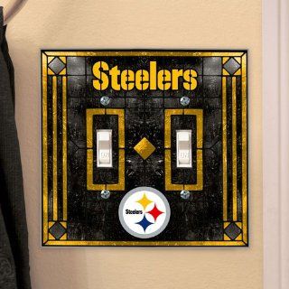 Pittsburgh Steelers   NFL Art Glass Double Switch Plate