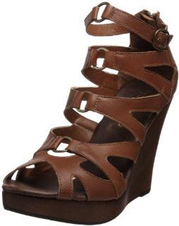  Restricted Womens Tumbler Wedge Sandal,Brown,7 M US Shoes