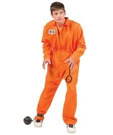 Escaped Convict Teen Costume (16 18/Orange) Clothing