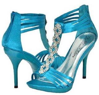 Blossom Sofia 32 Turquoise Satin Women Dress Sandals, 10 M US: Shoes