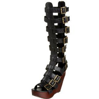  Rough Justice Womens Isabela Gladiator Wedge,Black,6 M Shoes