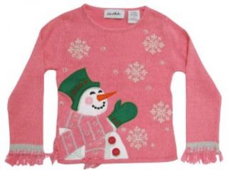 Girls Frosty the Snowman Pink Christmas Sweater (Youth 4