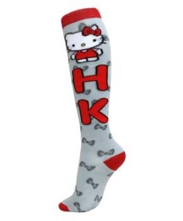 Hello Kitty Red and Grey Bow Knee High Socks Clothing