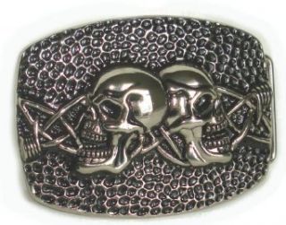 BeltsandStuds Goth Punk Studded 2 Skull Metal Buckle