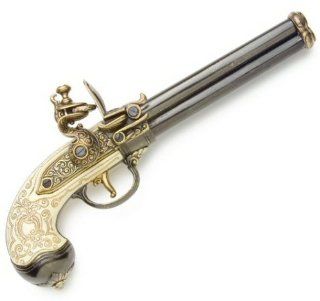17th Century Triple Barrel Flintlock Pistol   Metal
