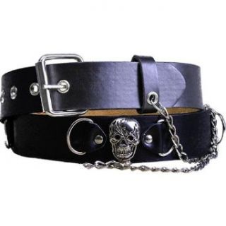 Pirate Skull Chain Link Goth Grommet Belt (L (35 37)): Clothing