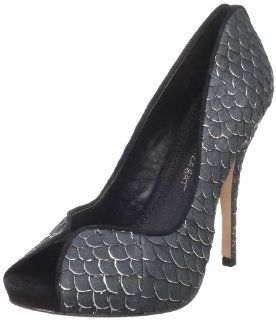 Cazabat Womens Kari Open Toe Pump,Black/Silver,37 EU/7 M US Shoes