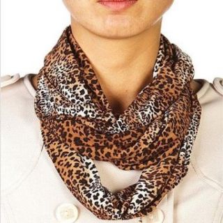 Brown Leopard Printed Circle Ring Infinity Scarf Clothing