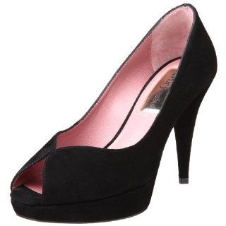 Cathleen Suede Peep Toe Pump,Black,39.5 EU (US Womens 9.5 M) Shoes