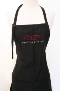 Black Embroidered Apron 49ers heat the grill up