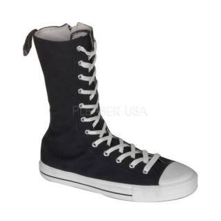 com Canvas Mid Calf Sneaker Boot Black Canvas W/ White Bottom Shoes