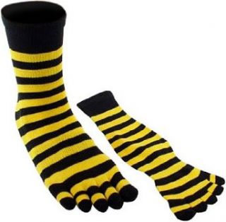 Adult Black & Yellow Striped Toe Socks (Sz Large