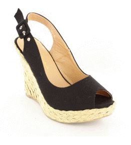 Machado Womens Black Linen Sandals Jute Wedge Heel #AM463 (43): Shoes