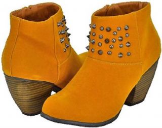  Qupid Priority 46 Mustard Velvet Women Cowboy Ankle Boots: Shoes