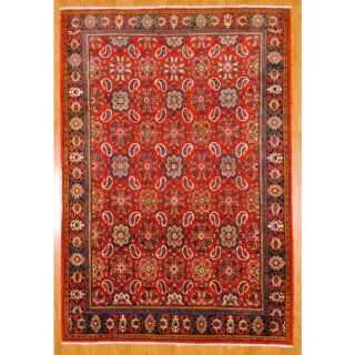 Hand knotted Red/ Navy Mahal Wool Rug (69 x 911)