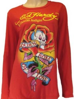 Ed Hardy womens plus size golden rose of love shirt with
