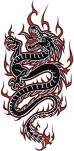 Dragons   Black Dragon with Flames   Applique   Clothing