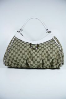 Gucci Handbags Beige Brown Fabric and White Leather 189833