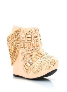 Studded Chainlink Wedge Booties Shoes