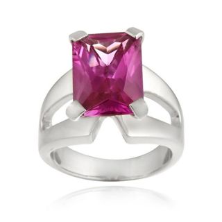 Icz Stonez Sterling Silver Dark Pink Cubic Zirconia Ring