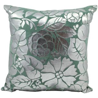 Life Styles Turquoise/ Silver Floral Print 18 x 18 inch Decorative
