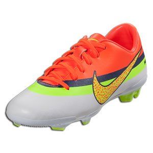 Youth CR Mercurial Veloce FG Soccer Cleats   White with Crimson Shoes