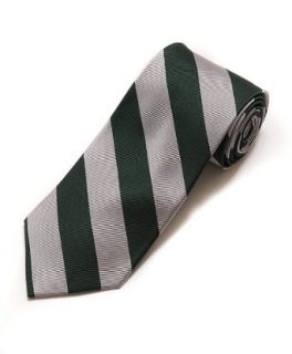 Silver & Green School College Stripe Tie Clothing