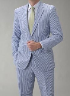 Affazy Blue Seersucker Suit Clothing