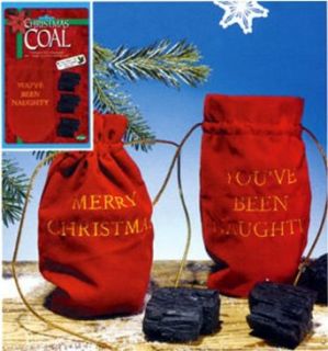 Set of 2 Christmas Coal Naughty Gift with Printed Pouch