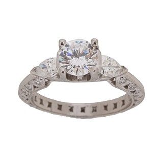 Tacori Platinum CZ and 3/4ct TDW Diamond Engagement Ring (G, VS