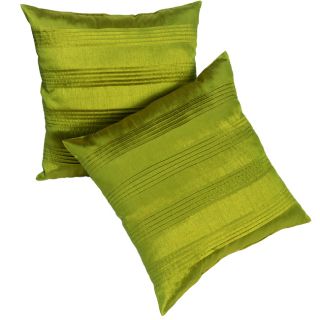 Lime Green Satin Pleated 18 inch Pillows (Set of 2)