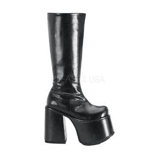 inch Heel Black Faux Leather Knee Boot Black Faux Leather Shoes