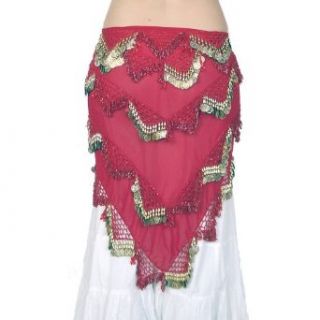 Belly dance Hip Scarf Red with Gold, Classic pyramid