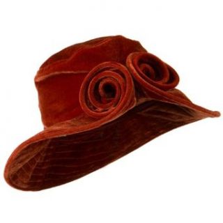 Rolled Brim Velvet Flower Hat   Rust OSFM W25S37B