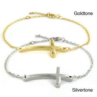 Silvertone and Goldtone Inspiriational Sideways Cross Cable Chain